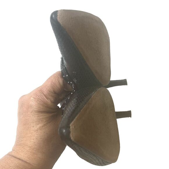 White House Black Market Womens 8M Black Leather Heel Slip On Sling Back Studded - Picture 7 of 13